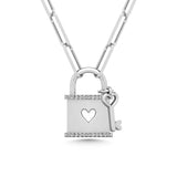 Diamond 1/20 Ct.Tw. Lock Pendant in 925 Silver