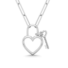 Cargar imagen en el visor de la galería, Diamond 1/20 Ct.Tw. Lock and Key Pendant in 925 Silver