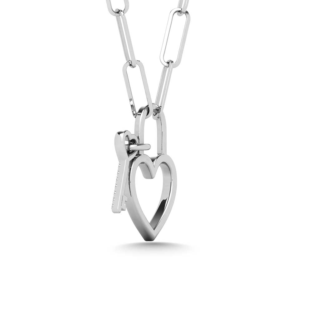 Diamond 1/20 Ct.Tw. Lock and Key Pendant in 925 Silver