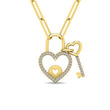 Load image into Gallery viewer, Diamond 1/6 Ct.Tw. Lock and Key Pendant in 10K Yellow Gold