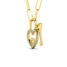 Cargar imagen en el visor de la galería, Diamond 1/6 Ct.Tw. Lock and Key Pendant in 10K Yellow Gold