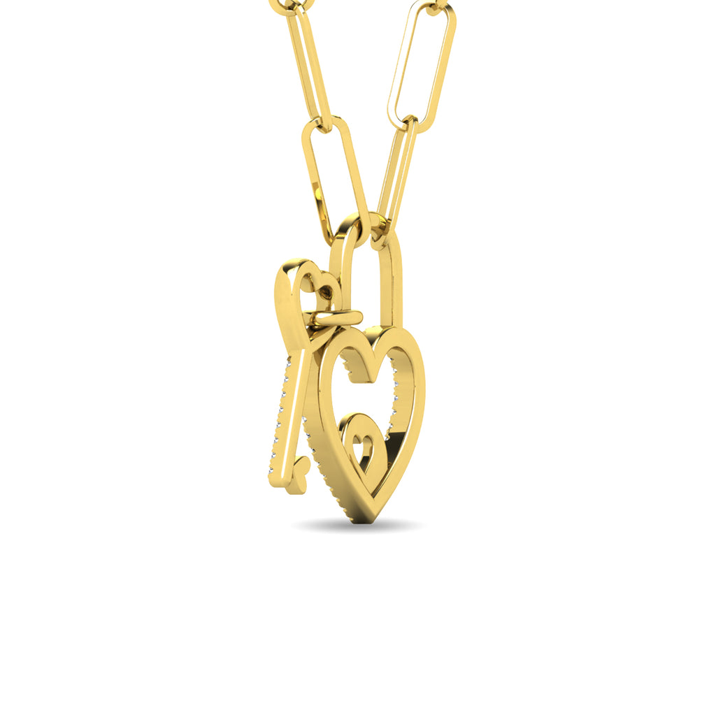 Diamond 1/6 Ct.Tw. Lock and Key Pendant in 10K Yellow Gold