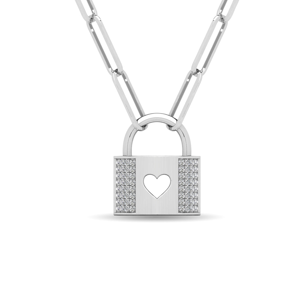 Diamond 1/8 Ct.Tw. Lock Pendant in 10K White Gold