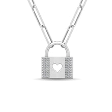 Load image into Gallery viewer, Diamond 1/8 Ct.Tw. Lock Pendant in 10K White Gold