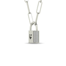 Load image into Gallery viewer, Diamond 1/8 Ct.Tw. Lock Pendant in 10K White Gold