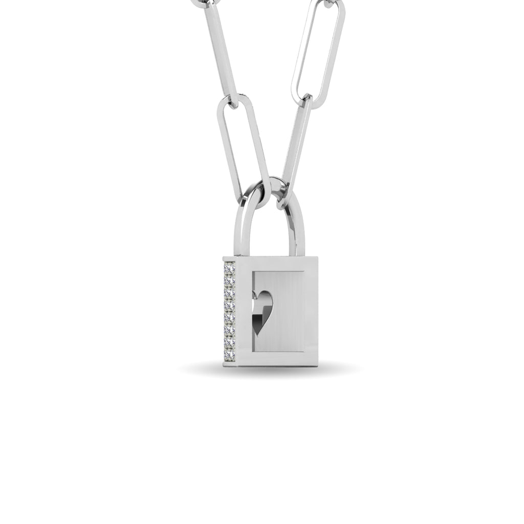 Diamond 1/8 Ct.Tw. Lock Pendant in 10K White Gold