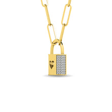 Load image into Gallery viewer, Diamond 1/8 Ct.Tw. Lock Pendant in 10K White Gold