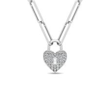 Load image into Gallery viewer, Diamond 1/8 Ct.Tw. Lock Pendant in 10K White Gold