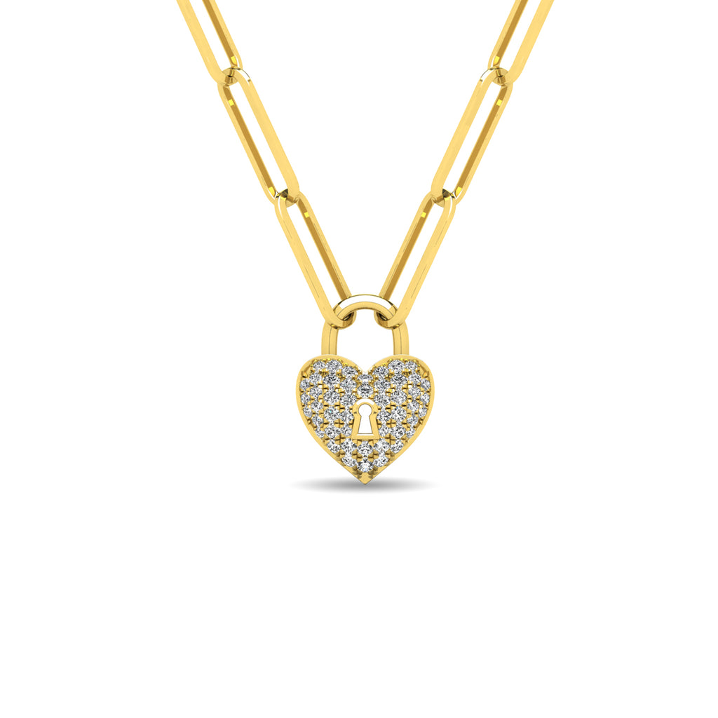 Diamond 1/8 Ct.Tw. Lock Pendant in 10K Yellow Gold