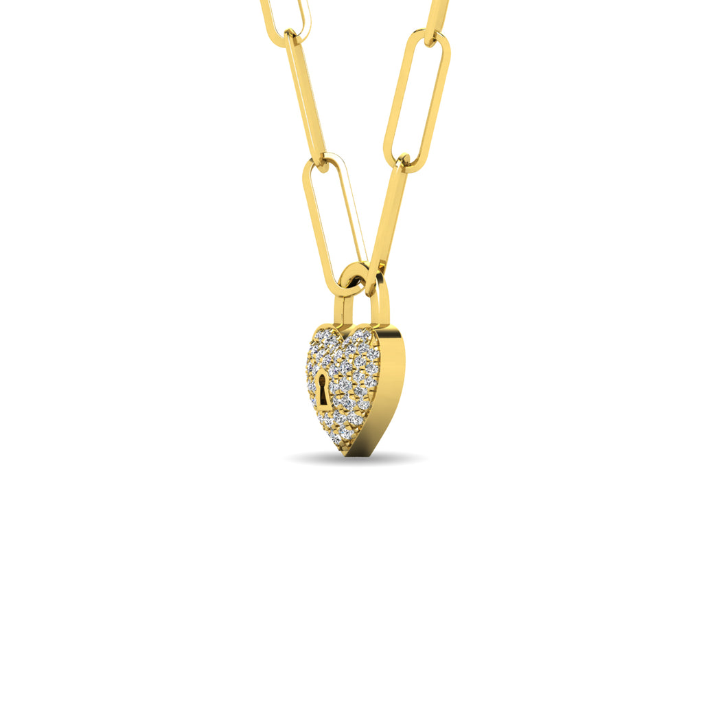 Diamond 1/8 Ct.Tw. Lock Pendant in 10K Yellow Gold