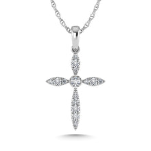 Load image into Gallery viewer, 14K White Gold Diamond 1/8 Ct.Tw. Cross Pendant