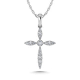 14K White Gold Diamond 1/8 Ct.Tw. Cross Pendant