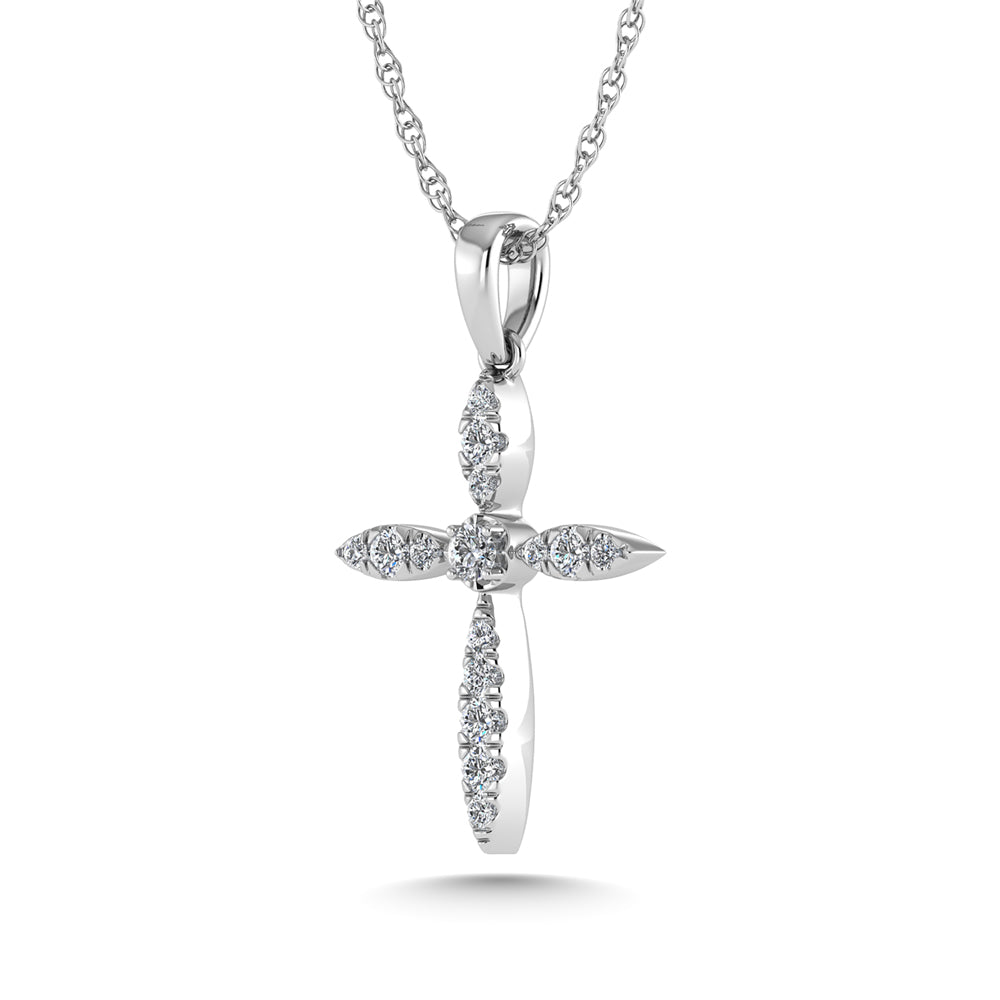 14K White Gold Diamond 1/8 Ct.Tw. Cross Pendant