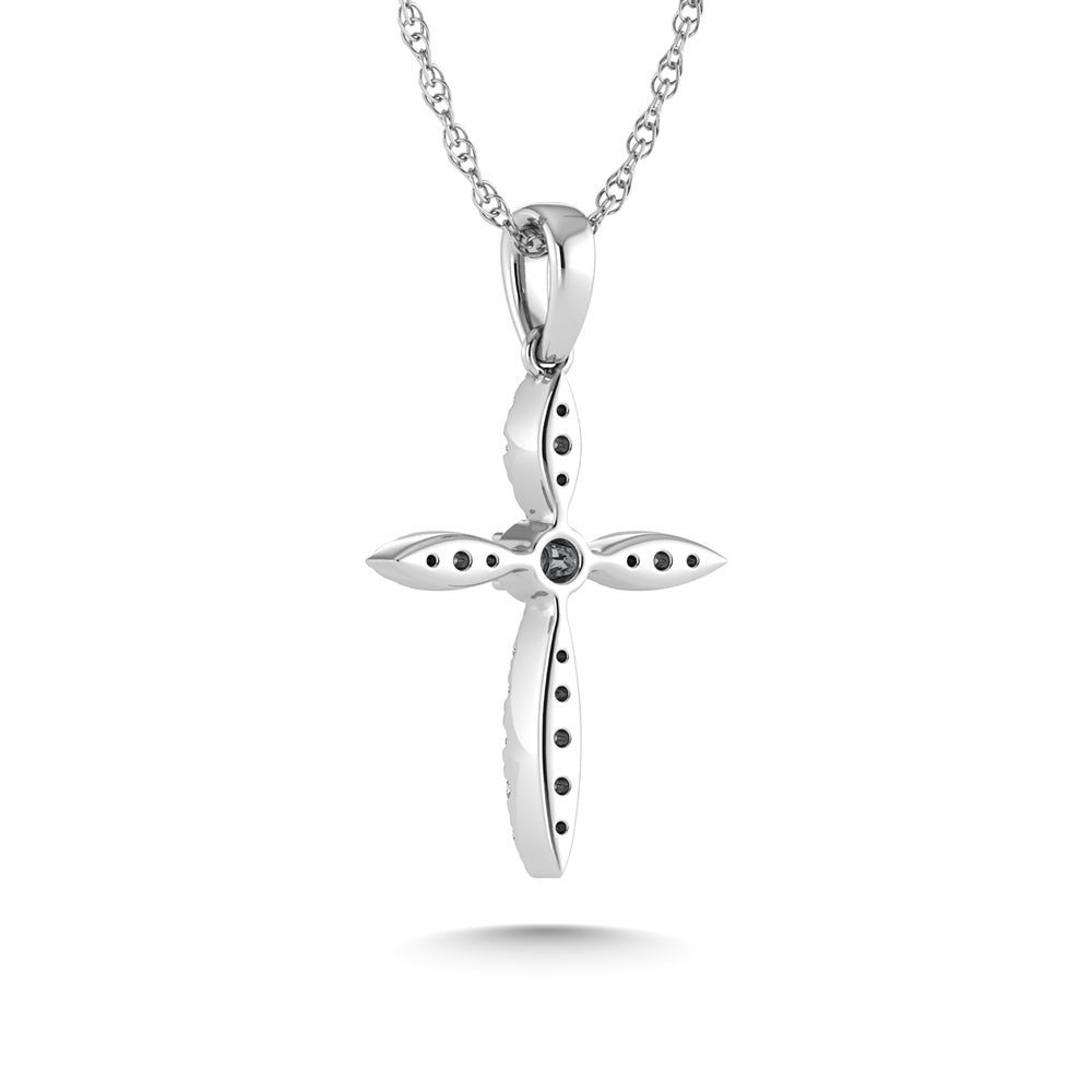 14K White Gold Diamond 1/8 Ct.Tw. Cross Pendant