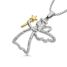 Cargar imagen en el visor de la galería, Diamond Accent Fairy Pendant in Sterling Silver and 10K Yellow Gold