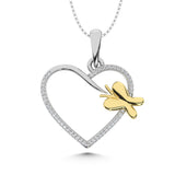 Diamond Accent Heart Pendant in Sterling Silver and 10K Yellow Gold