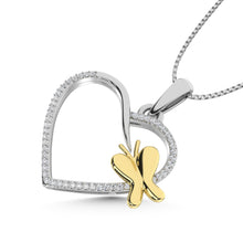 Cargar imagen en el visor de la galería, Diamond Accent Heart Pendant in Sterling Silver and 10K Yellow Gold