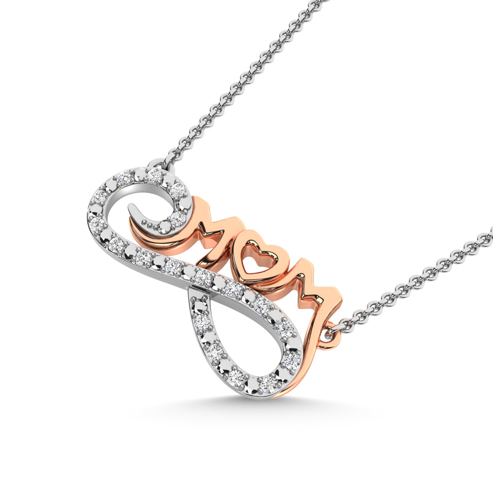 Diamond Accent MOM Pendant in Sterling Silver and 10K Yellow Gold