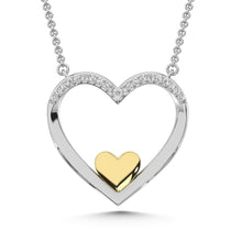 Cargar imagen en el visor de la galería, Diamond Accent Heart Pendant in Sterling Silver and 10K Yellow Gold