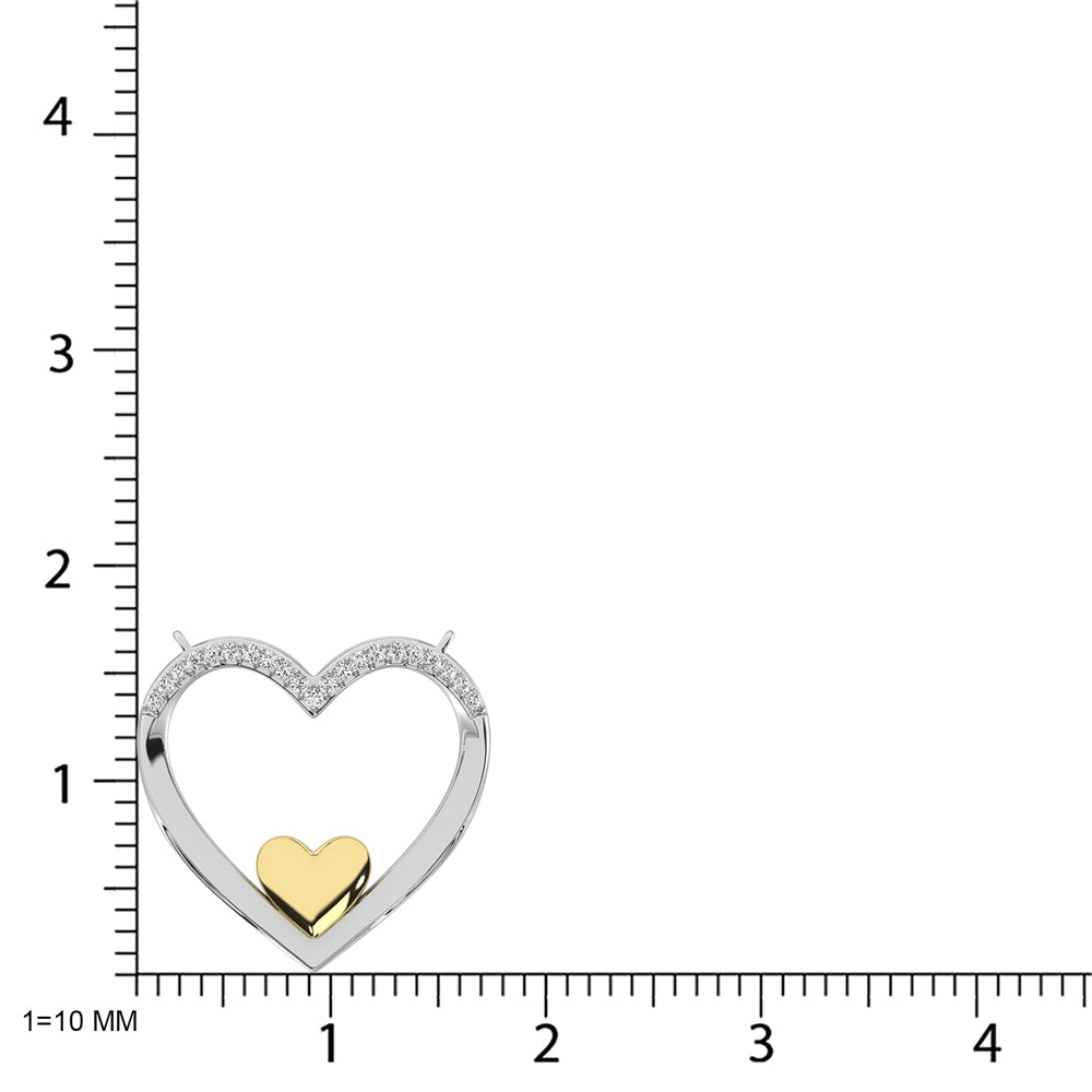 Diamond Accent Heart Pendant in Sterling Silver and 10K Yellow Gold