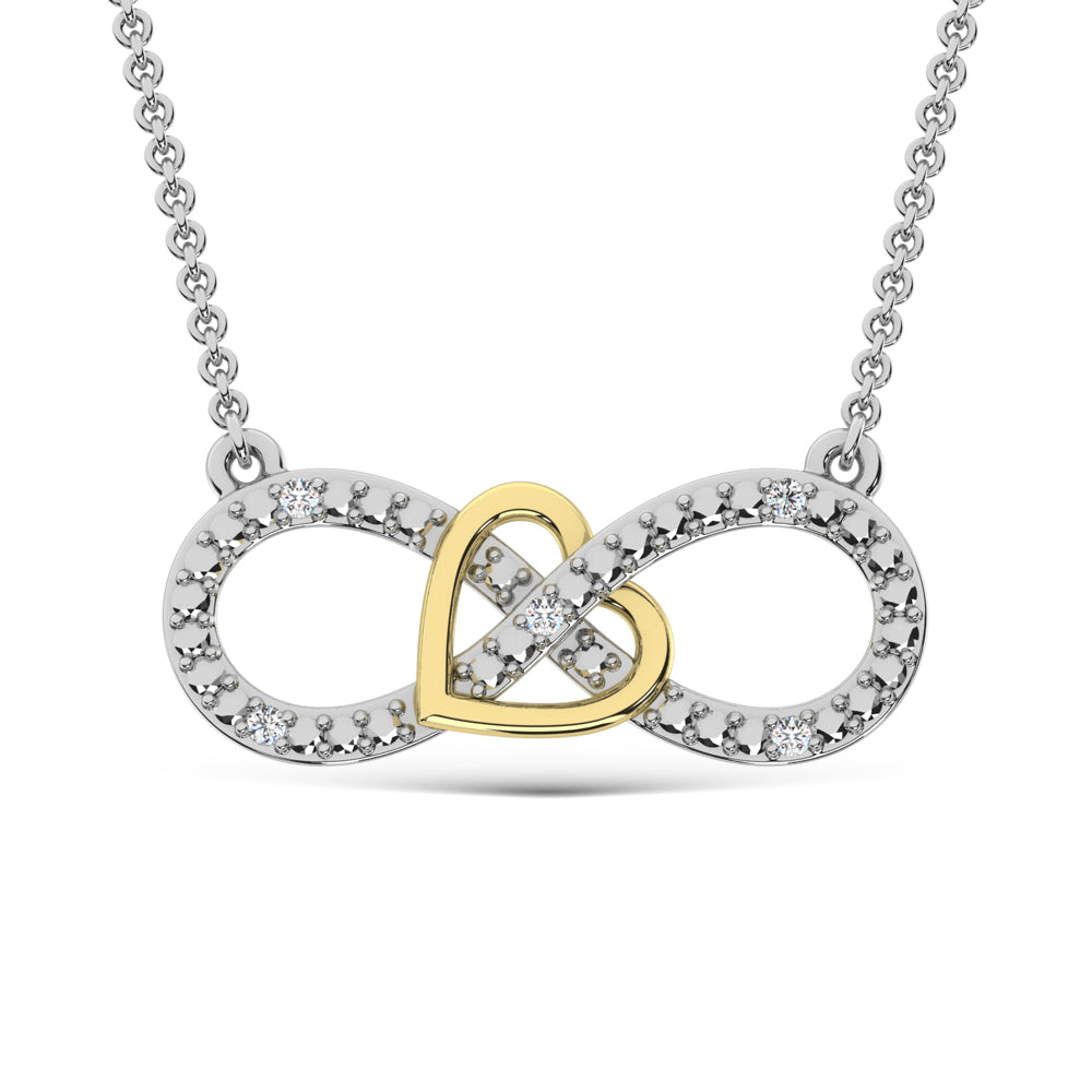 Diamond Accent Infinity and Heart Pendant in Sterling Silver and 10K Yellow Gold