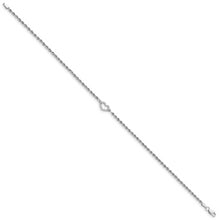 Load image into Gallery viewer, 14k White Gold Diamond-cut Rope with Heart 10in Anklet