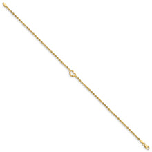 Cargar imagen en el visor de la galería, 14k Diamond-cut Open Heart Rope Anklet