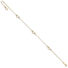 Cargar imagen en el visor de la galería, 14k Adjustable Heart 9in Plus 1in ext Anklet