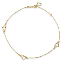 Cargar imagen en el visor de la galería, 14k Adjustable Heart 9in Plus 1in ext Anklet