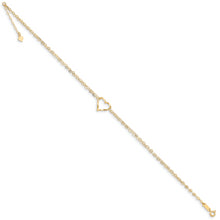 Cargar imagen en el visor de la galería, 14k Double Strand Heart 9 Inch with 1 Inch extension Anklet