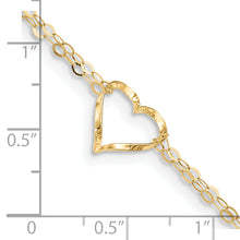 Cargar imagen en el visor de la galería, 14k Double Strand Heart 9 Inch with 1 Inch extension Anklet