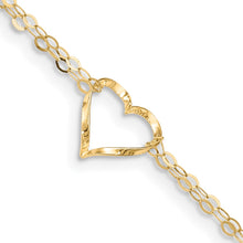 Cargar imagen en el visor de la galería, 14k Double Strand Heart 9 Inch with 1 Inch extension Anklet