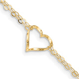 14k Double Strand Heart 10in Plus 1in ext. Anklet