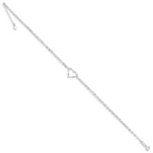 Cargar imagen en el visor de la galería, 14k White Gold Double Strand Heart 9in Plus 1in ext. Anklet