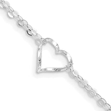 Load image into Gallery viewer, 14k White Gold Double Strand Heart 9in Plus 1in ext. Anklet