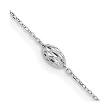 Load image into Gallery viewer, 14k White Gold Puffed Rice Bead 9in Plus 1in ext. Anklet