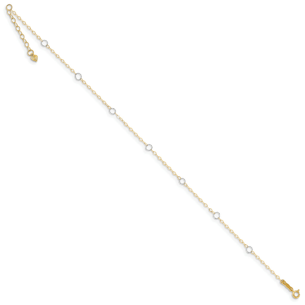 14k Two-Tone Circle 9in Plus 1in ext  Anklet