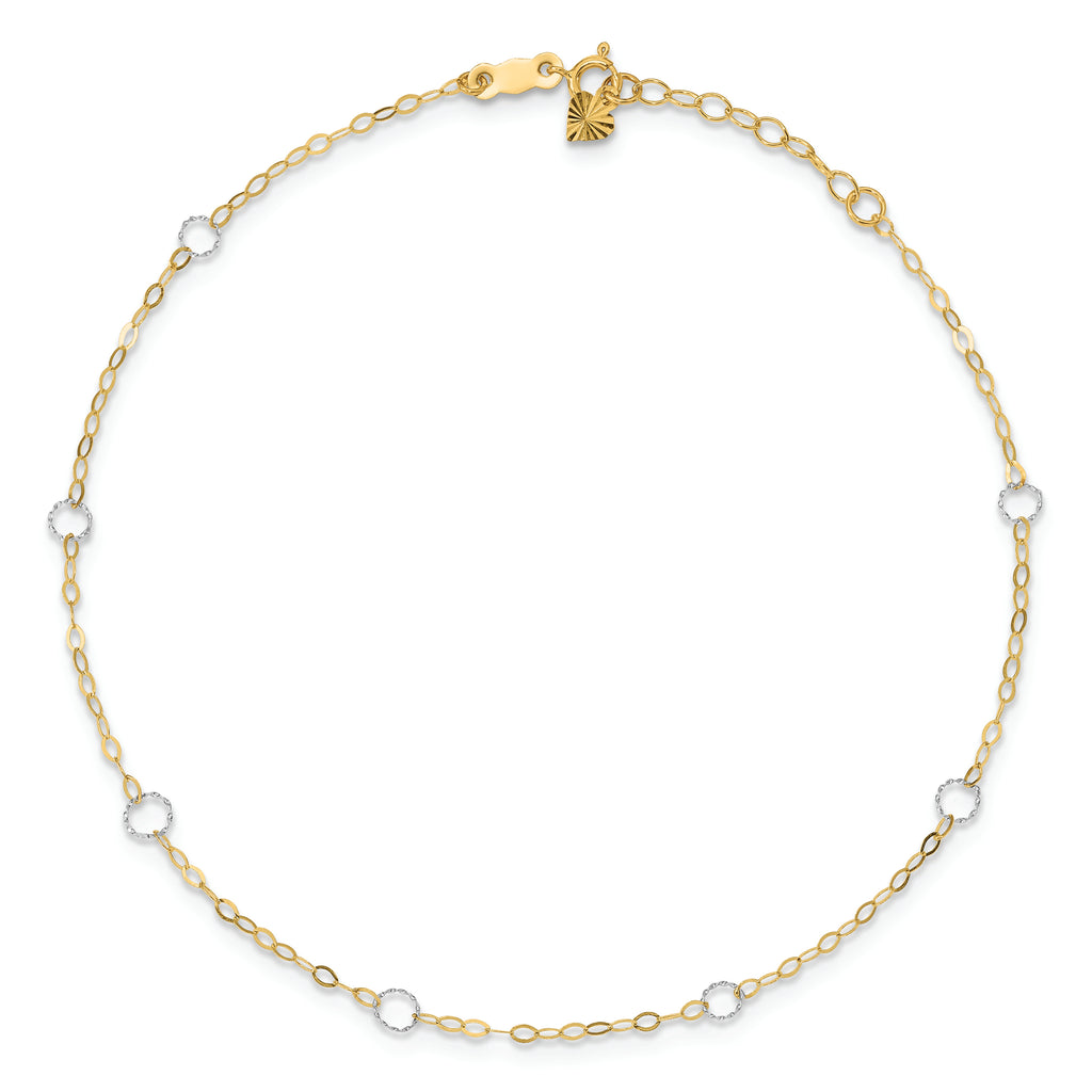 14k Two-Tone Circle 9in Plus 1in ext  Anklet