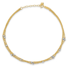 Cargar imagen en el visor de la galería, 14k Two-tone Triple Strand 9in Plus 1in ext. Anklet