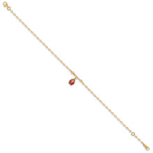 Cargar imagen en el visor de la galería, 14K Adjustable Enameled Ladybug 9in Plus 1in ext. Anklet