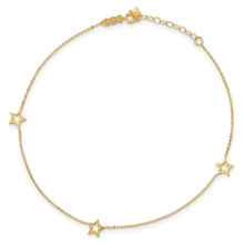 Load image into Gallery viewer, 14K Adjustable Star 9in Plus 1in extension Anklet