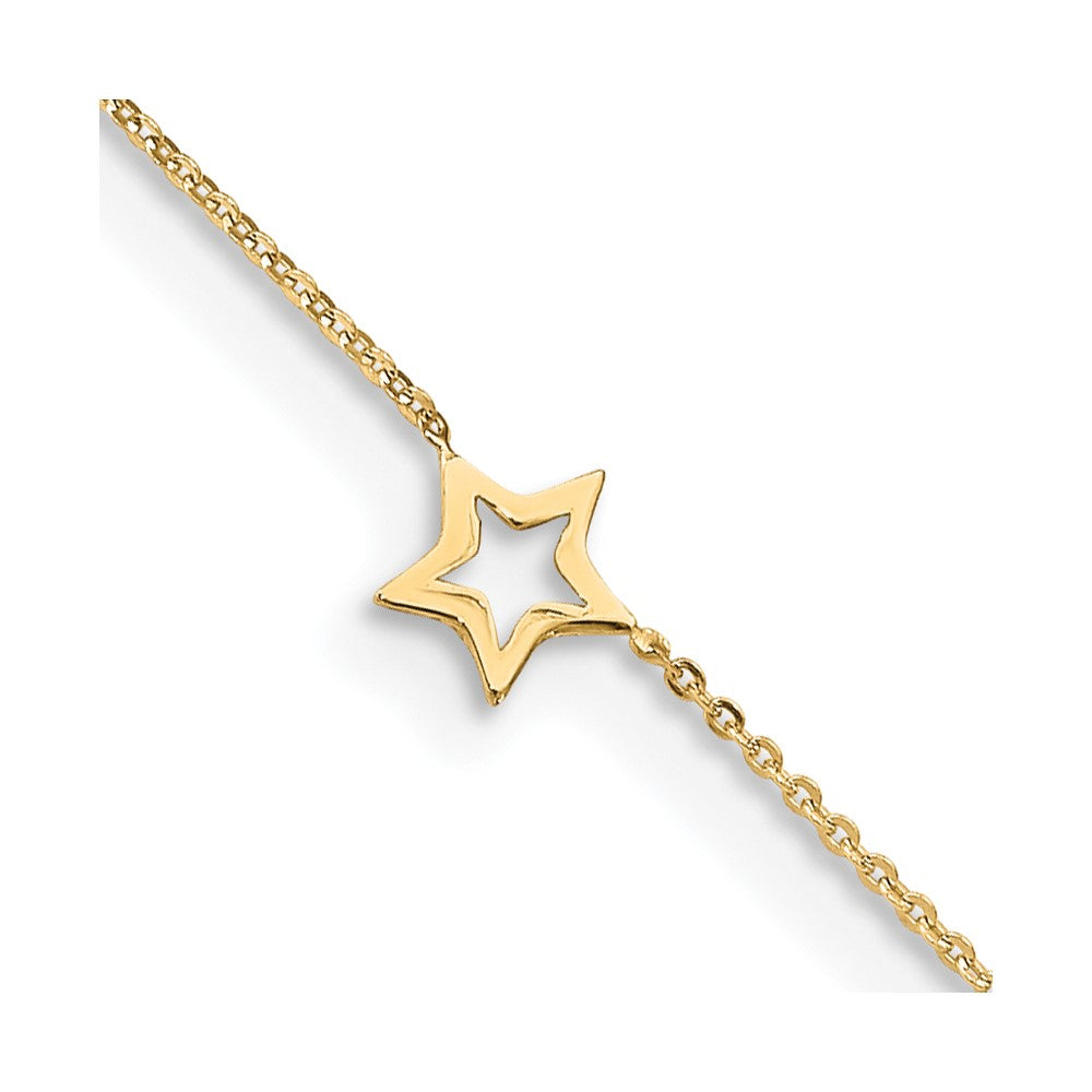 14K Adjustable Star 9in Plus 1in extension Anklet