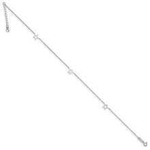 Load image into Gallery viewer, 14K White Gold Adjustable Star 9in Plus 1in ext. Anklet