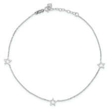 Load image into Gallery viewer, 14K White Gold Adjustable Star 9in Plus 1in ext. Anklet