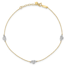 Cargar imagen en el visor de la galería, 14k Two-tone Puff Heart 9in Plus 1in ext Anklet