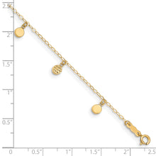 Cargar imagen en el visor de la galería, 14k Hollow Dangle Circle 9in Plus 1in ext. Anklet