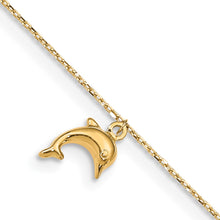 Load image into Gallery viewer, 14k Dolphin Charm 9in with 1in Extension Anklet