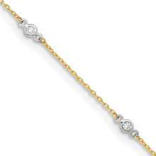 Load image into Gallery viewer, 14k Two-tone CZ 9in Plus 1in ext. Anklet