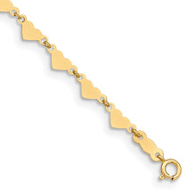 Load image into Gallery viewer, 14K Oval Link Chain with Hearts 9in Plus 1in Ext Anklet