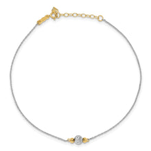 Load image into Gallery viewer, 14K White Gold Ropa Two-tone Diamond Cut Bead 9in Plus 1in Ext. Anklet